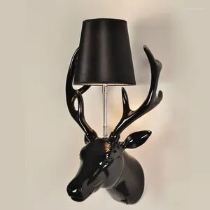 Lampes murales Home Deco E27 Ampoule Cerf Lampe Moderne Lit-éclairage Personnalité Résine Bois Luminaire