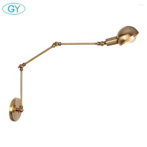 Lámparas de pared Industrial Art Deco Light Oil Acabado en latón Brazo oscilante Picture Lamp E27 Vintage Gold Sconces