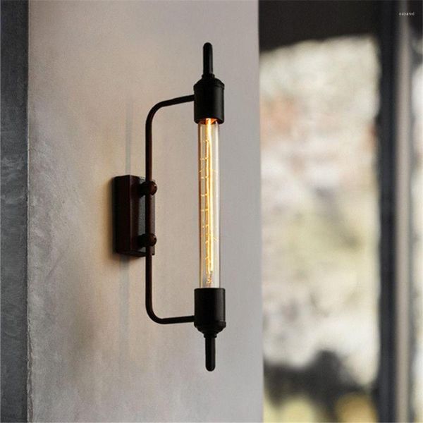 Lámparas de pared, apliques de luz de tubo de vapor Industrial, decoración de Loft de hierro negro Retro, lámpara de cocina para sala de estar Interior, iluminación del hogar