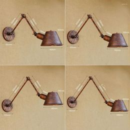 Wandlampen Industriële Vintage Sconce Lights Met Flexibele Lange Arm Antieke Lamp Metaal Voor Slaapkamer Bar Decoratief Roest Kleur