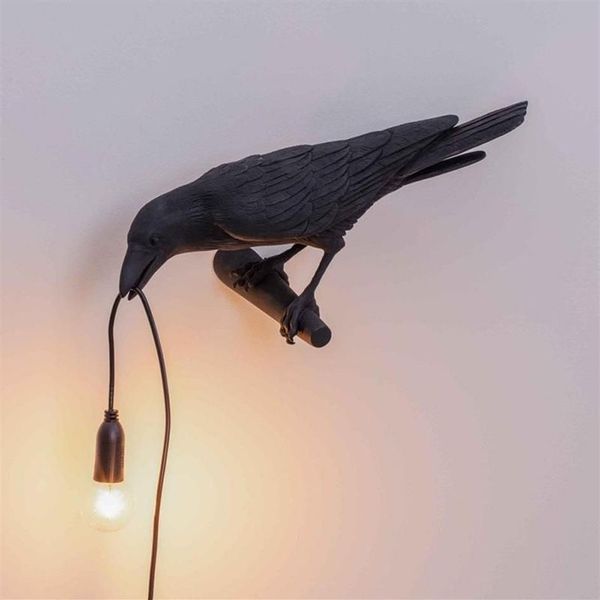 Lampes murales Lampe d'oiseau italienne LED Animal Raven Meubles Lumière Applique Salon Chambre Chevet Maison DecorWall347V