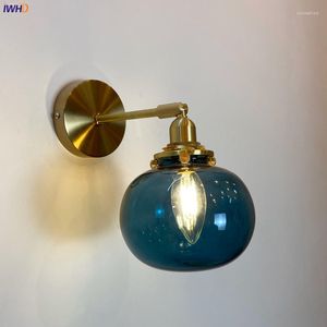 Lampes murales IWHD Bule boule de verre luminaires LED interrupteur Mini nordique Style moderne cuivre lampe appliques Murales