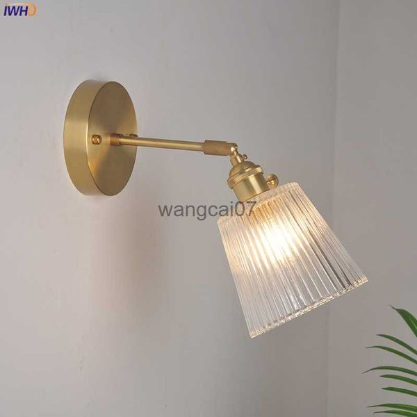 Lámparas de pared Iwhd Cobre Vintage Luz de pared Accesorios Interruptor Mirador de baño de dormitorio al lado de la lámpara Nordic Modern Wall Plighting LED HKD230814