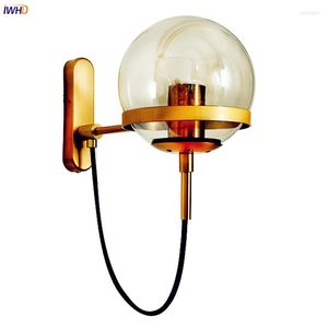 Wandlampen IWHD Glass Ball Noordse LED Lichtarmaturen Woonkamer Badkamer Vintage Antieke lamp SCONCES WANDLAMPEN HOME LACKING