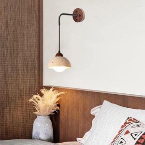 Lampes murales japonais minimalistes en bois en bois travertin jaune lampe à lampe à lampe à lampe à la salle de salle à manger