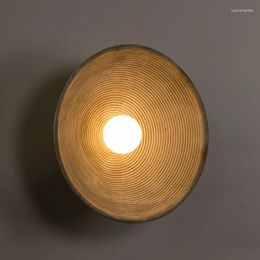 Wandlampen Japanse Retro Hars Lamp Indoor Art Design Decor Verlichting Ronde Spiraal Paroch Gangpad Licht Trap Slaapkamer Salonverlichting