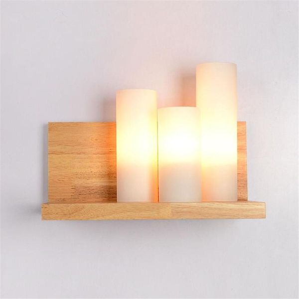 Lámparas de pared de estilo japonés, lámpara de candelabro de vela de cristal de madera para cafetería, Bar, comedor, pasillo, decoración de Loft, accesorio de iluminación de noche para dormitorio