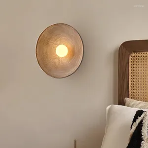 Wandlampen Japanse Wabi-sabi-stijl lamp voor slaapkamer nachtkastje ronde decoratieve ontwerper retro woonkamer eetkamer gangpad licht