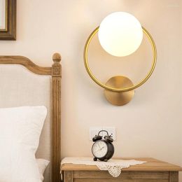 Lampes murales Lampe Boule de verre intérieure LED Lumières pour chambre à coucher à côté de l'applique intérieure Éclairage de la maison Cuivre noir