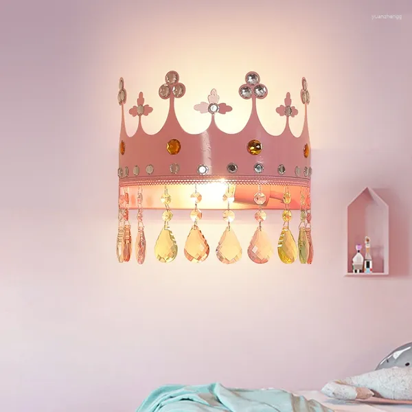 Lámparas de pared Lámpara Princesa Habitación Cabecera Cristal LED Protección para los ojos Luz suave Pequeña decoración nocturna Dormitorio de lujo