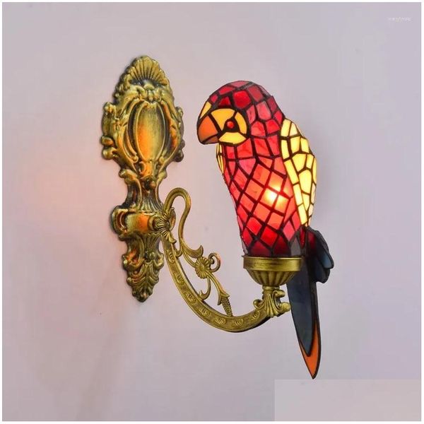 Lampes murales lampe rétro LED interrupteur rustique lumières d'intérieur longues appliques styles antiques en bois Pley livraison directe Dhuqt