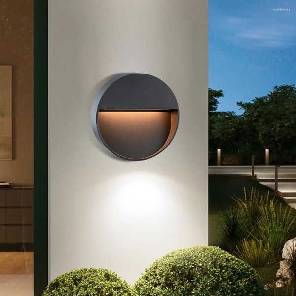 Lámparas de pared Lámpara impermeable al aire libre Luz de la escalera cuadrada redonda iluminación del patio exterior para escalones Balcón de escalera 12W