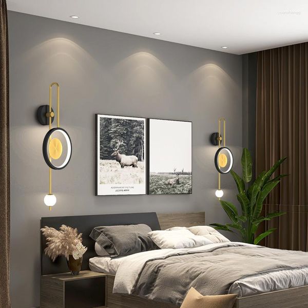 Lámparas de pared Linterna Apliques Lámpara montada Led Hexagonal Dormitorio Decoración Lindos accesorios de baño negros