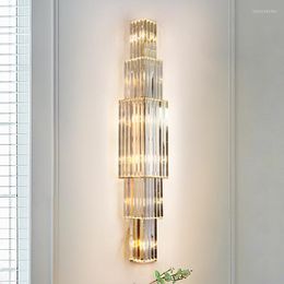 Wandlampen groot kristallen licht voor woonkamer hal slaapkamer loft binnen huis el villa moderne gouden luxe decor led scone sconce armaturen