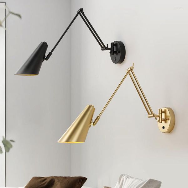 Lámparas de pared LED Columpio plegable ajustable Aplique de brazo largo Mesita de noche Aplique De Pared Iluminación Decoración Luz Wandlampe