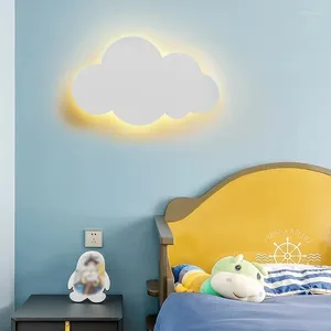 Lámparas de pared Lámpara LED con interruptor de encendido/apagado táctil en la nube, sala de estar moderna, dormitorio infantil para niñas, decoración minimalista para niños, atenuación blanca, 220V