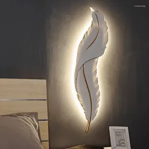 Wall Lamps LED Feather Lamp Aisle Fireplace Background Lights Modern Interior Decoration Living Room Bedroom Light Panels