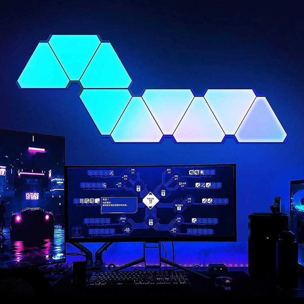 Lámparas de pared LED Honeycomb Triangle Quantum Light DIY Wall Light Pickup Rhythm Background Light Dormitorio Night Night Light Decoración de oficina G230523