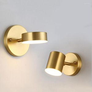 Wandlampen LED LAMP 7W NAORDIC Minimalistische stijl Woonkamer Bedroom Bedroom Licht Luxe Golden Mirror Voorste gangpad