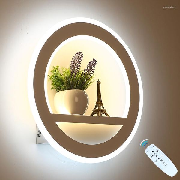 Lámparas de pared Lámpara LED Regulable 2.4G Control remoto Dormitorio moderno Sala de estar Decoración Iluminación Luz con flor y torre 29W