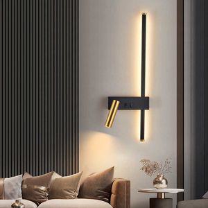 Wall Lamps LED lamp Modern adjustable swing spotlight Double switch bedside lighting Decorative background Living room wall lampHKD230701