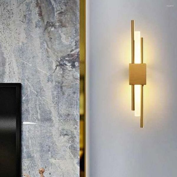 Lámparas de pared Lámpara LED Moda moderna Creativa Negro y bronce Latón Oro 50 cm Metal Acrílico Tubo Sala de estar Dormitorio Pasillo