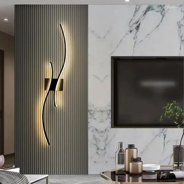 Lámparas de pared Luz LED Diseño moderno Palo largo Decoración de estilo nórdico simple Lámpara de fondo interior para sala de estar Dormitorio Escaleras