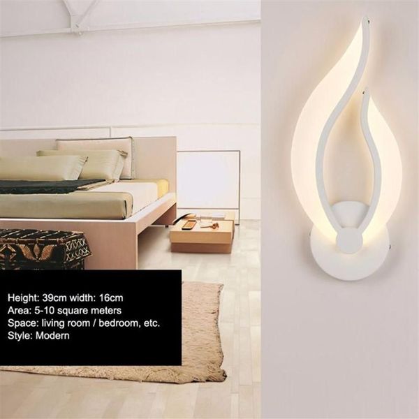 Lampes murales LED lumière lampe moderne acrylique applique 10W AC90-260V forme de flamme salle de bain intérieure chambre salon couloir Art253a