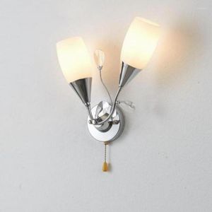 Appliques murales lumière LED avec interrupteur à fil américain Simple lampe chambre chevet E27 verre créatif lanterne éclairage