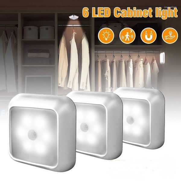 Lámparas de pared LED con Sensor de movimiento, luz nocturna, iluminación inalámbrica, escaleras alimentadas por batería, lámpara de dormitorio para armario, inodoro, hogar