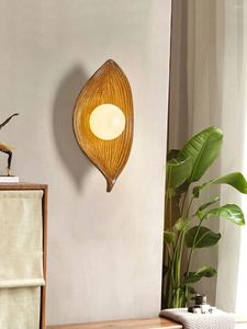 Wandlampen LED SCONCES SLAAPKAMER Woonkamer Panda Achtergrond Binnen verlichting Home Decor G4 Vintage Leaf Resin