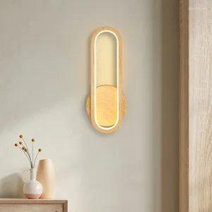 Wandlampen LED Eenvoudige moderne slaapkamerlamp Houtnerf Kleur Scandinavische woonkamer Gang Gangpad Veranda Verlichting Nachtkastje Licht
