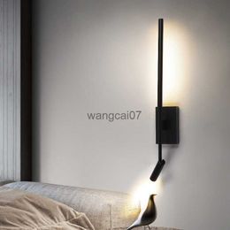 Wandlampen LED Wall Lamp Modern bedmuurlamp met Spotlight Simple Living Room TV Sofa Achtergrond Slaapkamer Bedkamer Bedide Decoratieve verlichting HKD230814