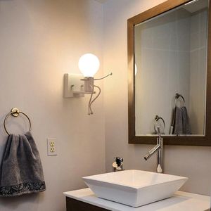 Muurlampen licht bad moderne robot dubbele kop indoor creatieve persoonlijkheid bedcorridor hangende lamp voor kamer