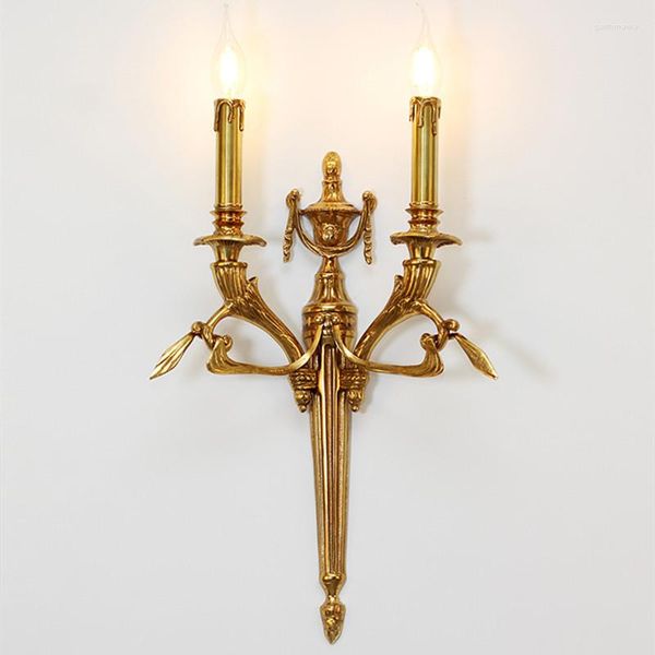 Lámparas de pared Loft Retro Barra de luz de cobre grande Proyecto de lámpara larga Accesorios de latón Sala de estar El E14 Candelabro de vela LED