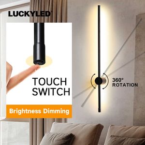 Lámparas de pared LUCKYLED Modern Led Wall Light AC85-290V Long Wall Lamp Sconce 100cm 120cm Interior Wall Light Nightside Dormitorio Light Black White G230523