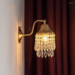 Lampes murales de luxe tout cuivre cristal chambre lampe de chevet français Vintage laiton lumière salon TV fond allée