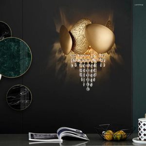 Lámparas de pared Lámpara de cristal de lujo Diseño de huevos creativo Sala de estar apliques de decoración del hogar de oro moderno dormitorio LED YX739TB