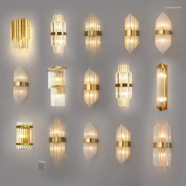 Lámparas de pared Lámpara de cristal de lujo LED Luz de aplique interior moderna para dormitorio Mesita de noche Sala de estar Mesa de comedor Decoración de la habitación Fondo Cocina