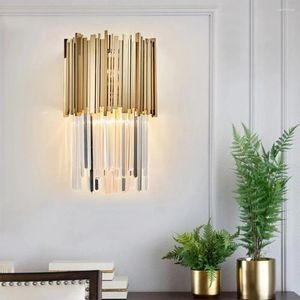 Lampes murales Luxury Crystal Light pour le salon chambre à coucher or Gold en acier en acier inoxydable LED Modern Home Decor Lighting Fixture