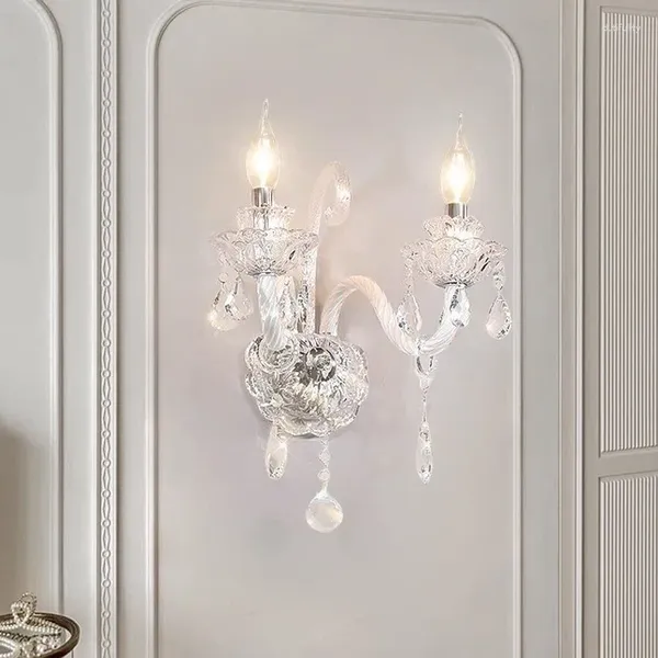 Lampes murales luxe cristal clair chambre tête de lit de chambre à coucher moderne fond de salon décoratif intérieur décoratif