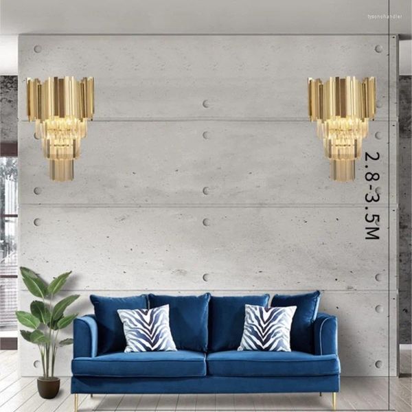 Lampes murales de luxe Gold Sconce Lampe en cristal Moderne Designer Luminaire Chambre Couloir Salon Lumière Creative Home Decor