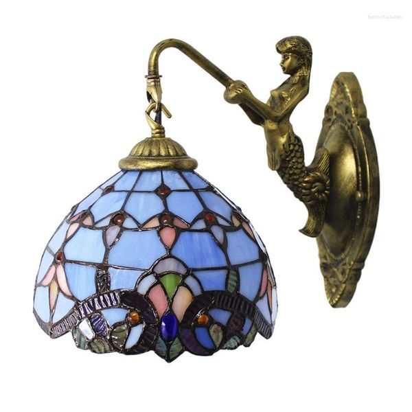 Lampes murales Lampe de sirène Rétro Escalier en verre coloré Suspendu Art Décoration Chevet Chambre LED