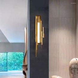 Lampes murales en métal sculpté applique de luxe moderne carré lampe géométrique salon villa el design modèle chambre or lumière
