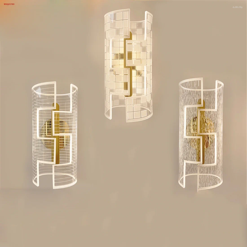 Настенные светильники Минималистичный акриловый светодиодный светильник с цилиндрическим рисунком Домашний деко Гостиная Спальня Прикроватная лестница Коридор Бра Ночник