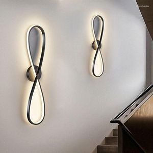 Wandlampen Minimalistisch LED LAMP MODIDE STRIP SLAAPKAMER BEDBAD SCONCE NOORDISCHE ZWART WIT LIDE ROOM SUFBAD LICHTING LESTER