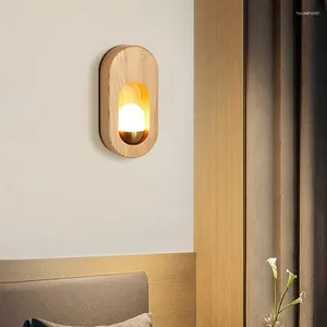 Lámparas de pared Lámpara de madera LED minimalista Luz de tira decorativa nórdica para dormitorio Sala de estar Comedor Estudio Pasillo Iluminaciones para el hogar