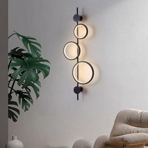 Wandlampen Minimalistische Nordic Verlichting 3 Ringen Salon Slaapkamer Winkel Offcie Sconces Zwart Grijs Metaal Indoor Art Deco Lamp Drop