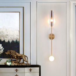 Lámparas de pared Lámpara LED moderna para baño, luz creativa para dormitorio, luces de cristal minimalistas nórdicas para el hogar, estudio, fondo de sala de estar
