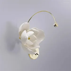 Wandlampen Moderne Chinese lotus keramische LED Studiezaal Aisle Corridor Lamp Decoratie American Living SCONces Lights Lights